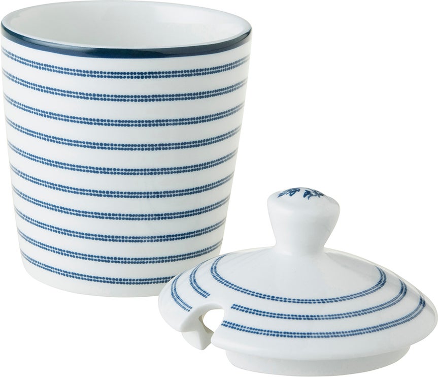 Laura Ashley suikerpot Candy Stripe blauw D 8 H 11,8 cm