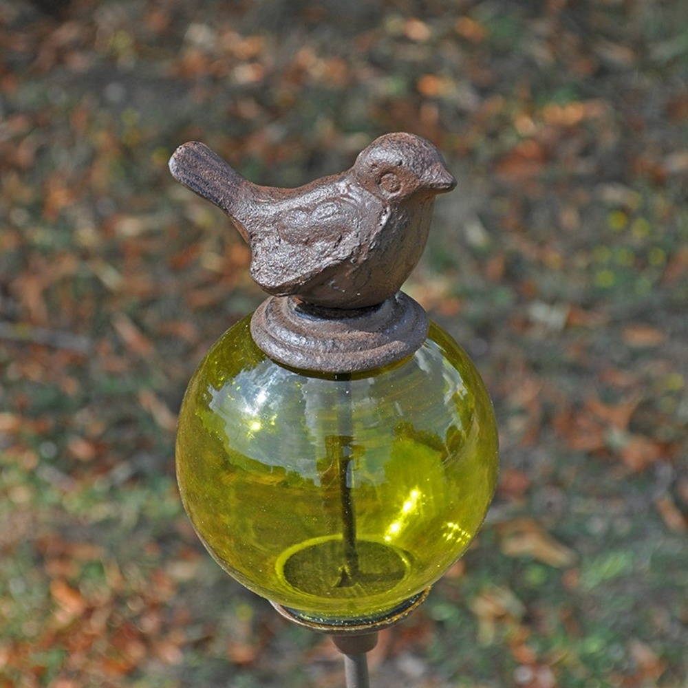 Tuteur boule oiseau vert queue haute 10x117cm