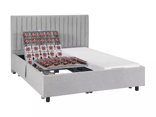 Lit électrique de relaxation déco tout plots + matelas mémoire de forme - 2 x 90 x 200 cm - Tissu - Gris - SASORA de YSMÉE