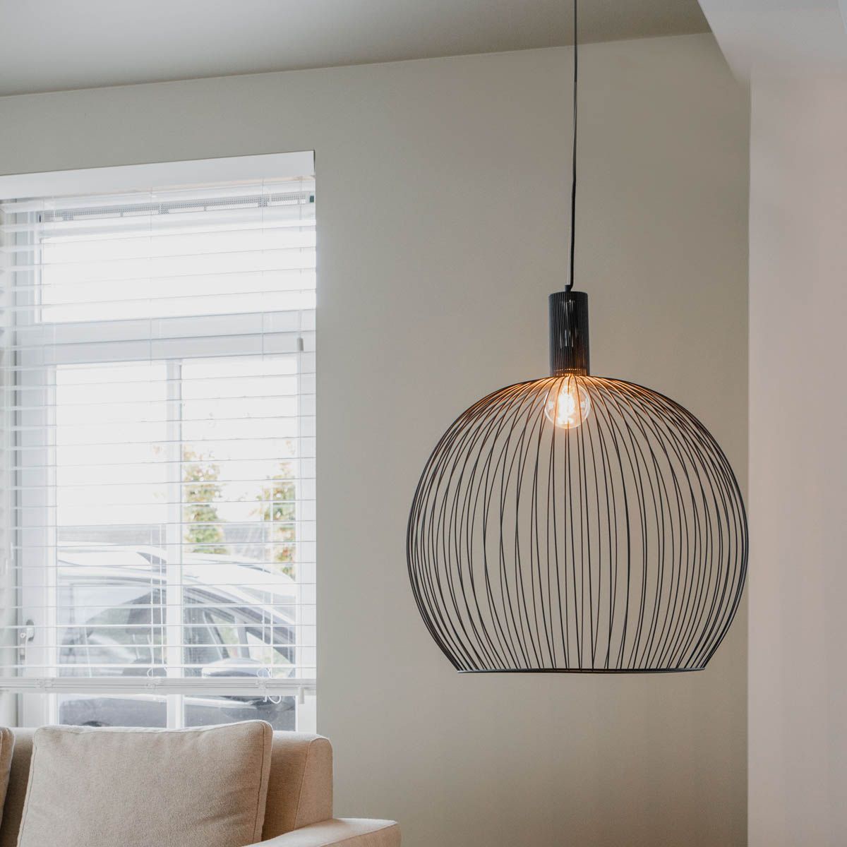 Design hanglamp rond zwart 70 cm - Dos