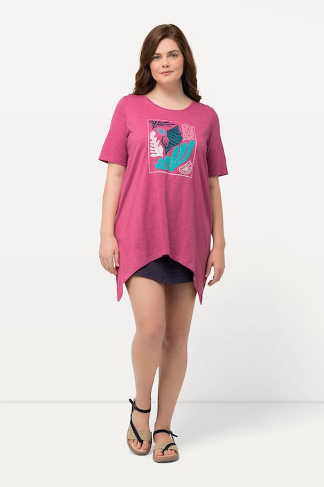 T-Shirt, Korallen, V-Ausschnitt, Halbarm, Biobaumwolle