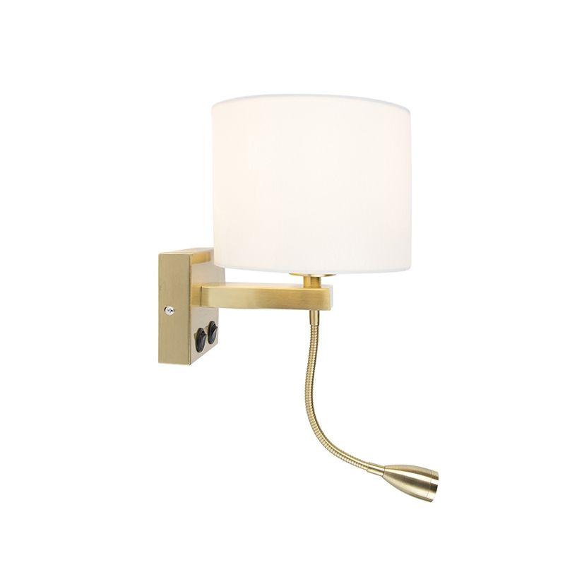 Art deco wandlamp goud met witte kap - Brescia
