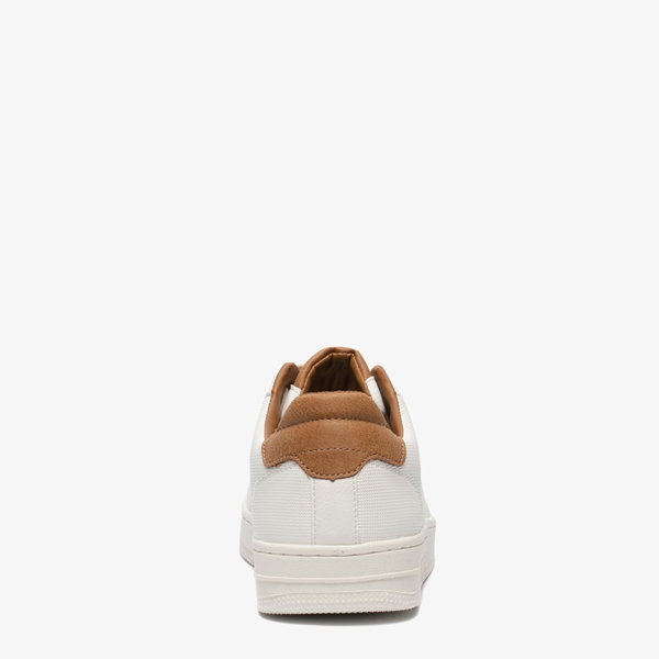 Blue Box witte heren sneakers met bruin detail