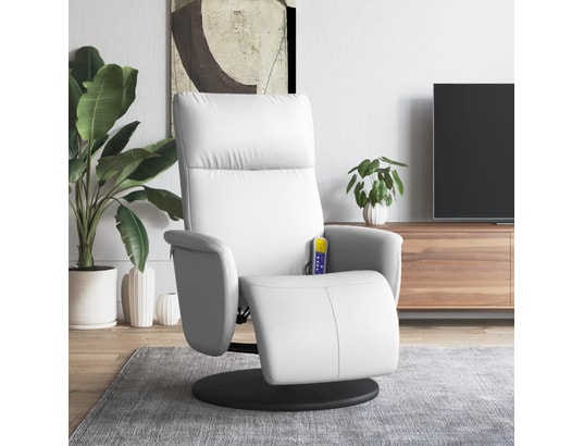VIDAXL - Fauteuil Relaxation Fauteuil inclinable de massage repose-pieds blanc similicuir
