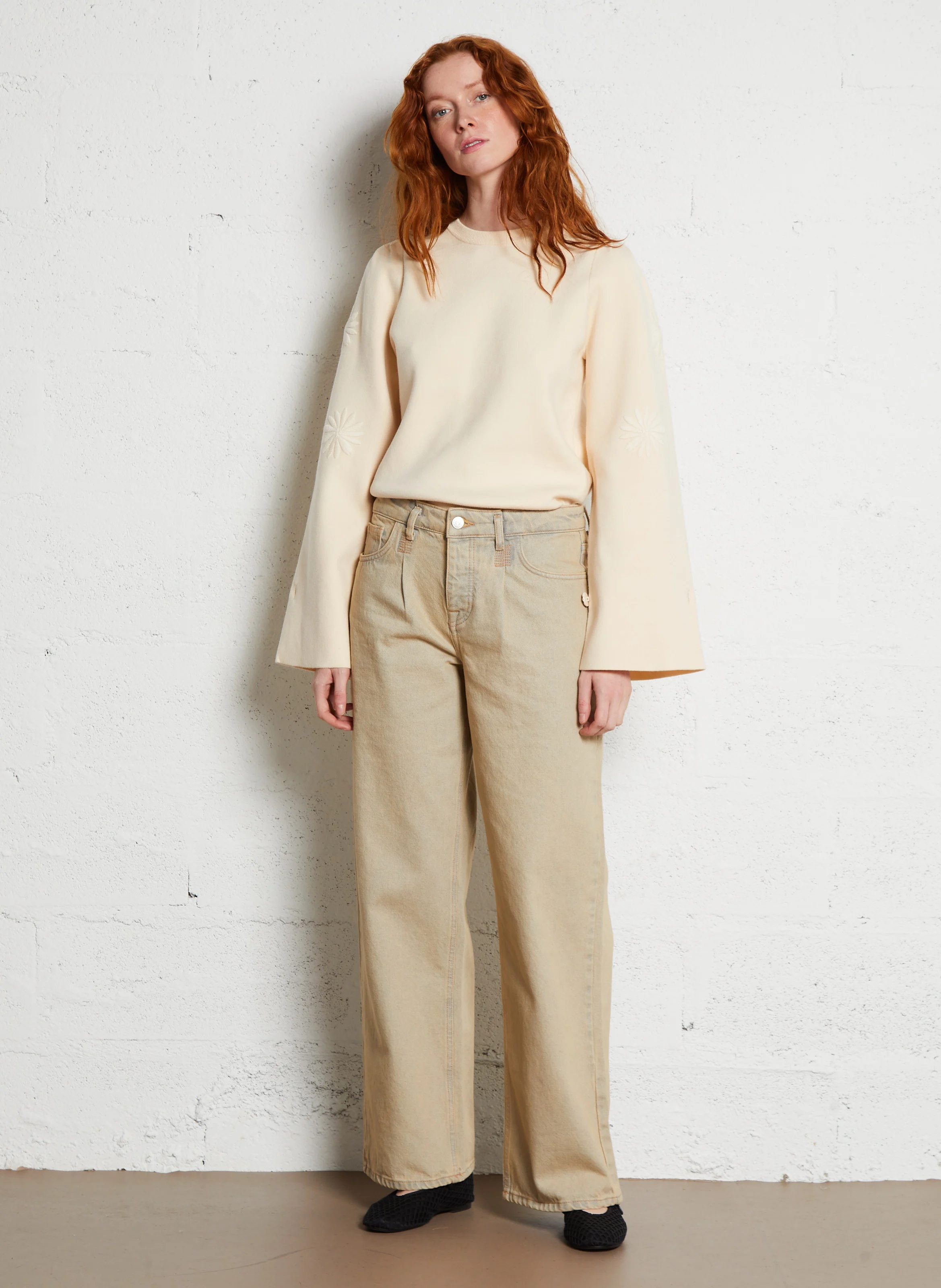 LUCY - Jean bootcut en coton | Beige