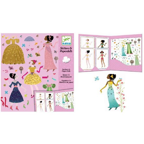 Djeco stickerset aankleedpoppen jurken DJ09690