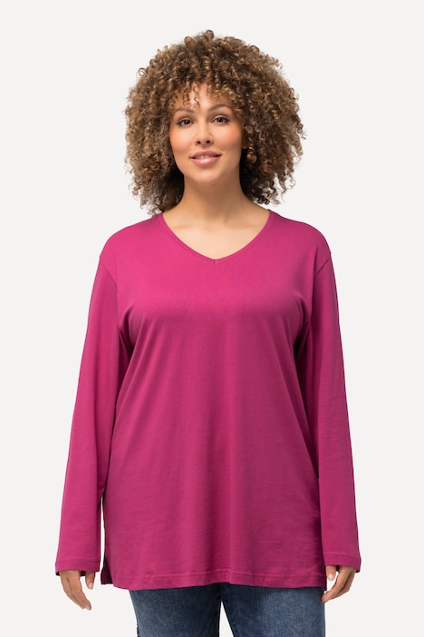 Shirt, V-Ausschnitt, Relaxed, Langarm