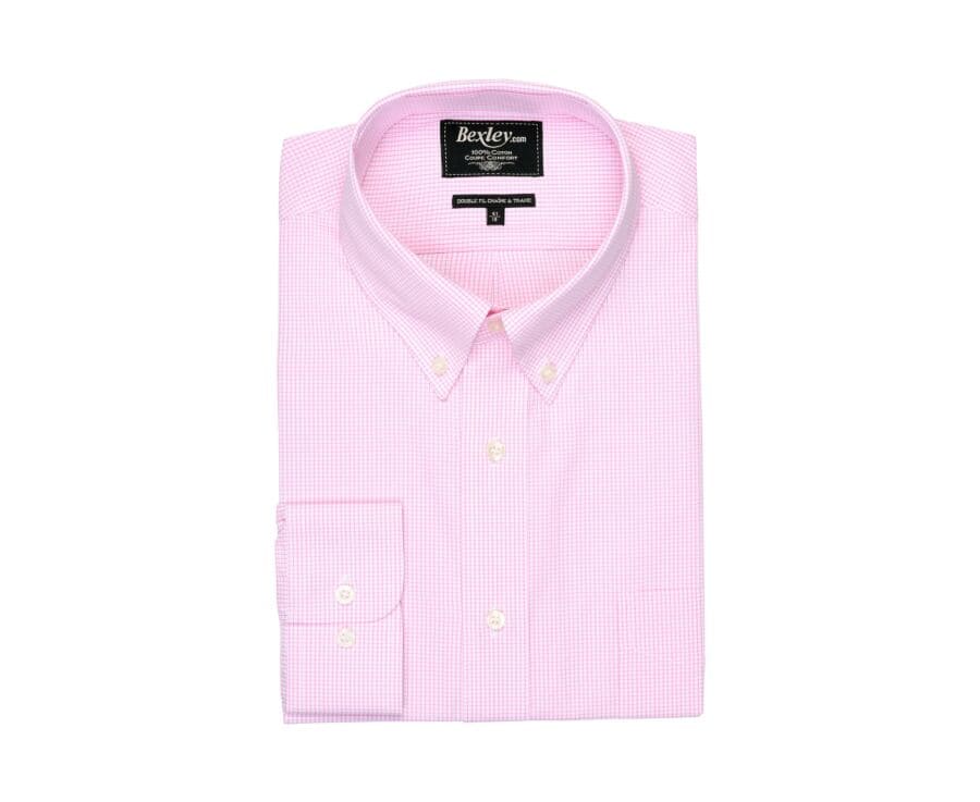 Chemise à carreaux fins roses et blancs - Poche - TIM