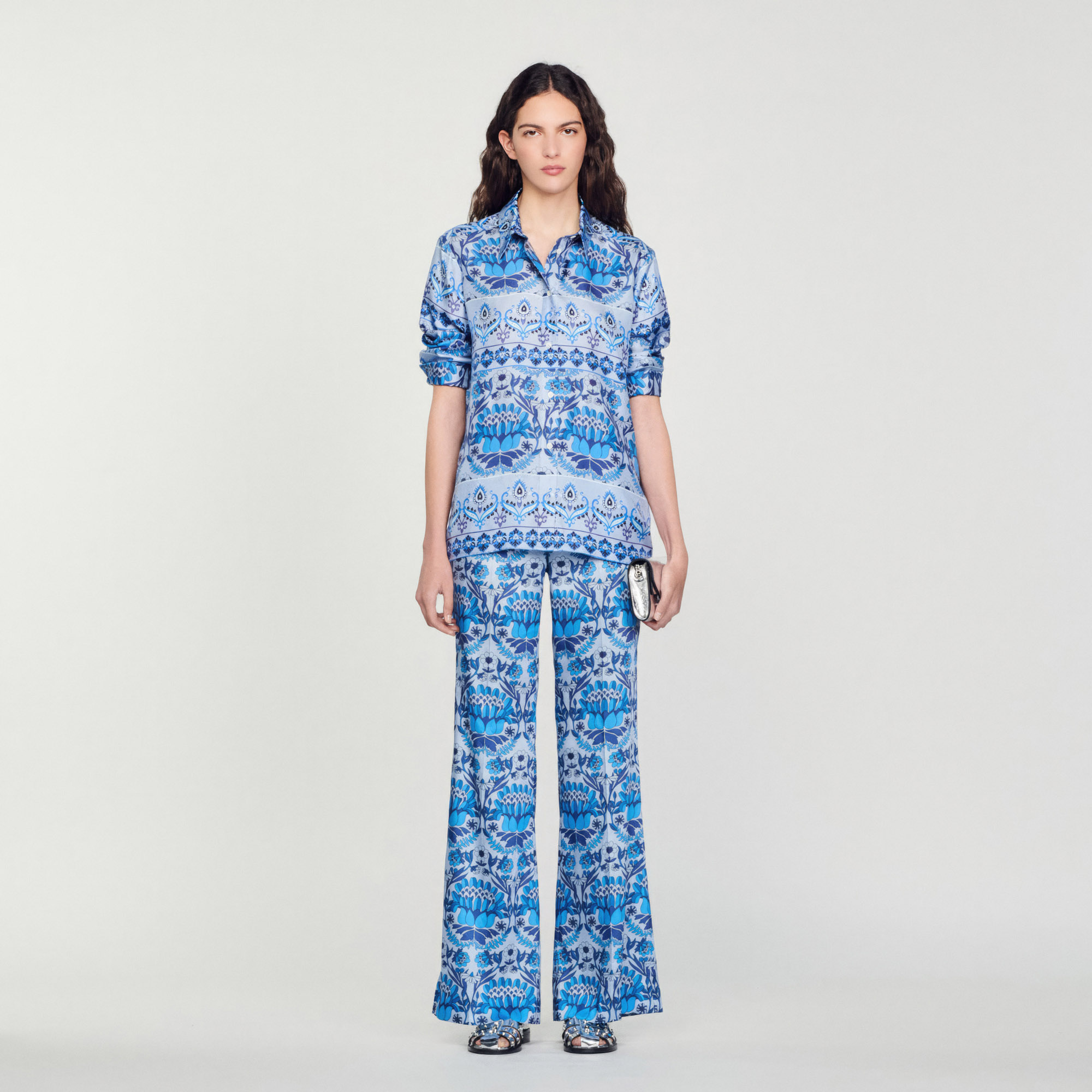 Pantalon fluide imprime foulard