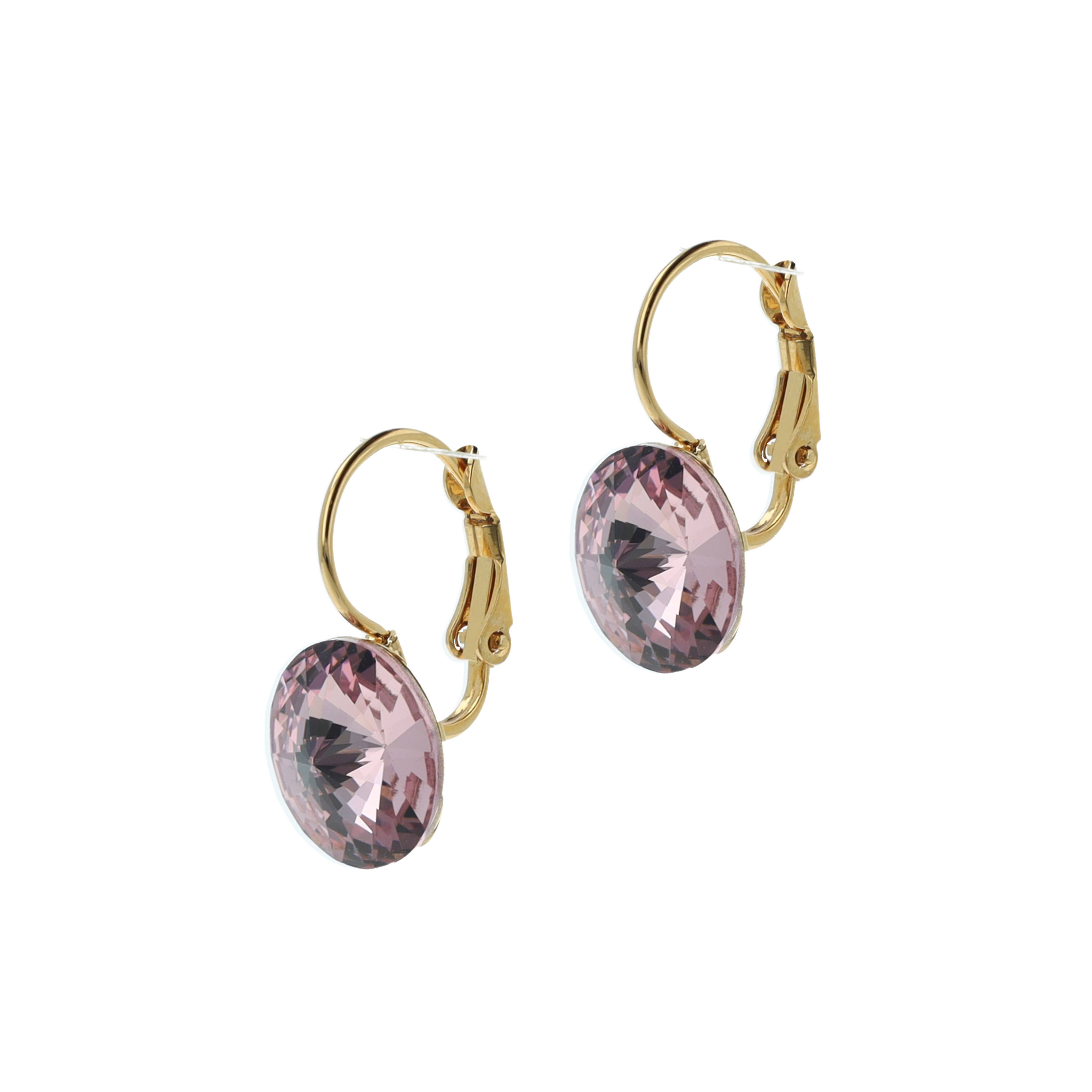 Otazu gold plated oorbellen met Swarovski kristallen paars