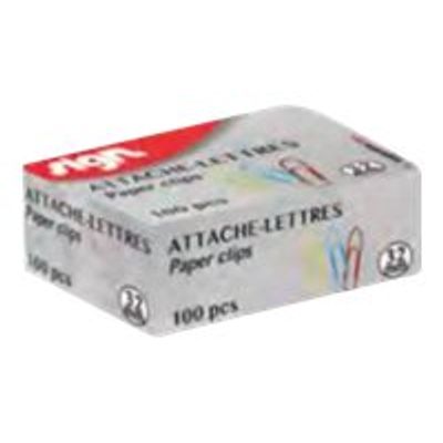 Sign - 100 Trombones attache-lettres - 32 mm - couleurs assorties
