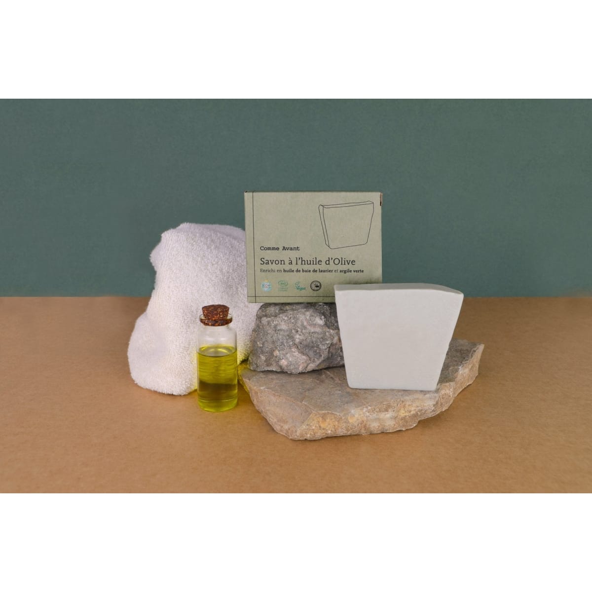 Comme Avant Savon Naturel A L'Huile d'Olive Enrichi en Huile de Baie de Laurier et Argile Verte