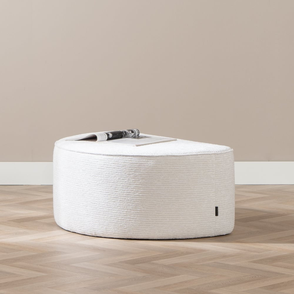 Bronx71 Hocker Mio halve maan ribstof off white