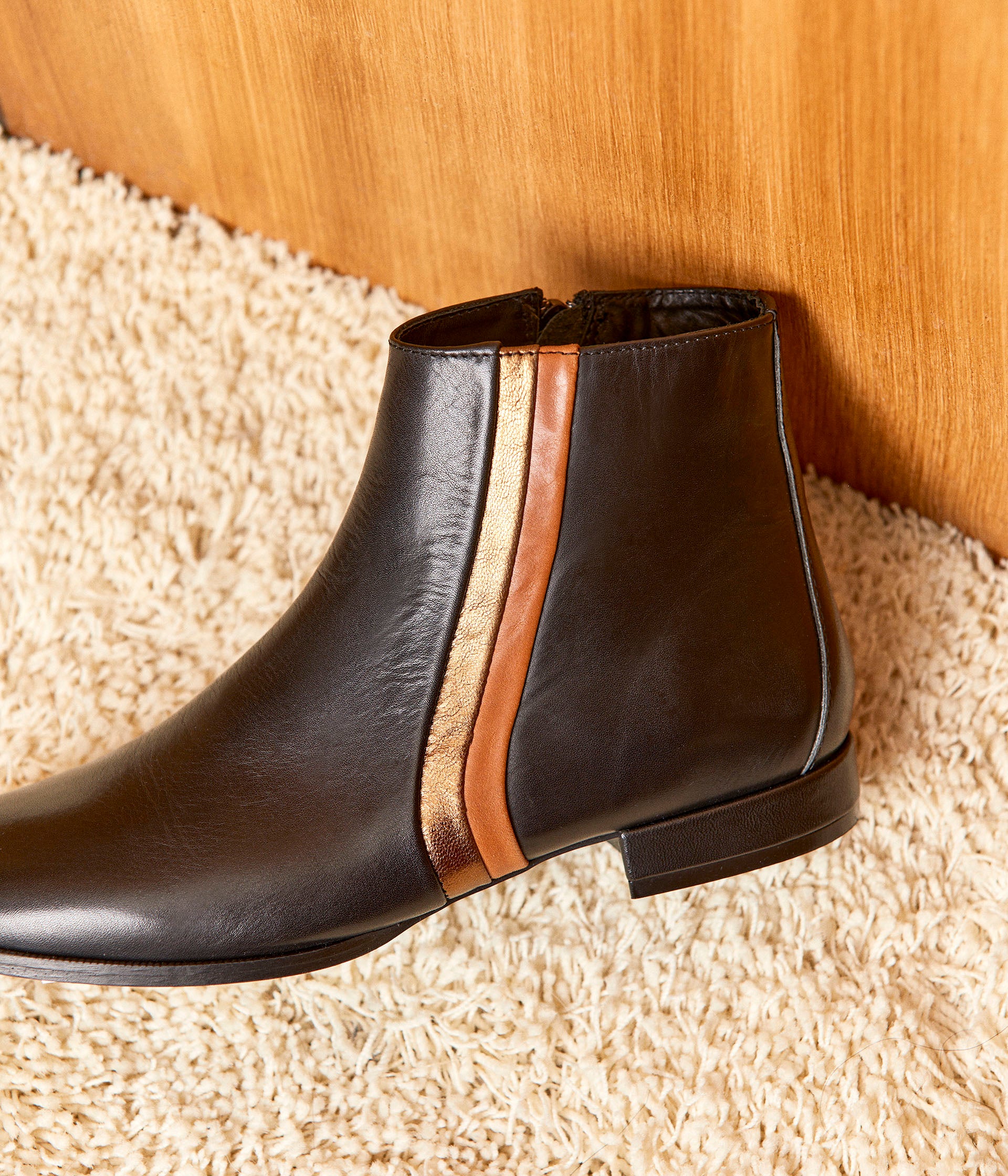 Boots lignes bicolores Jean