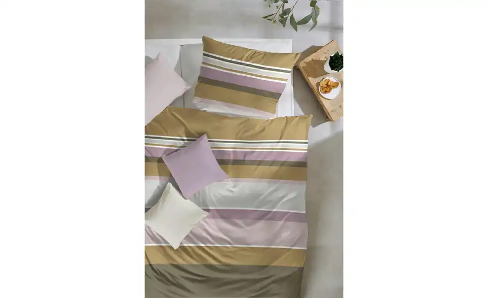 Mako-Satin Bettwäsche-Set Gelb, Lila/Violett 200 cm 135 cm