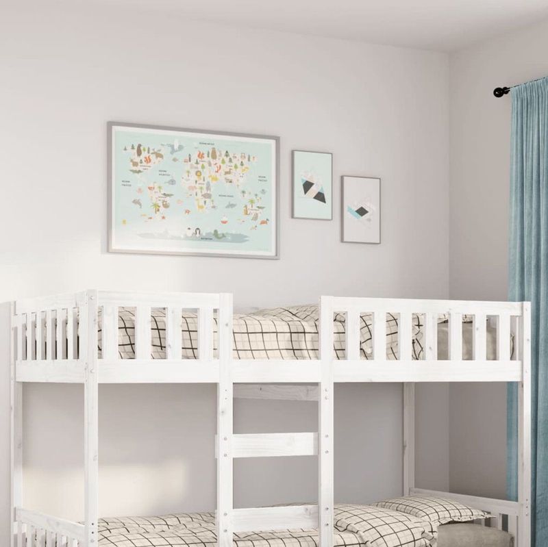 vidaXL Kinderbed - Massief Grenenhout - Wit - Inclusief Lattenbodem