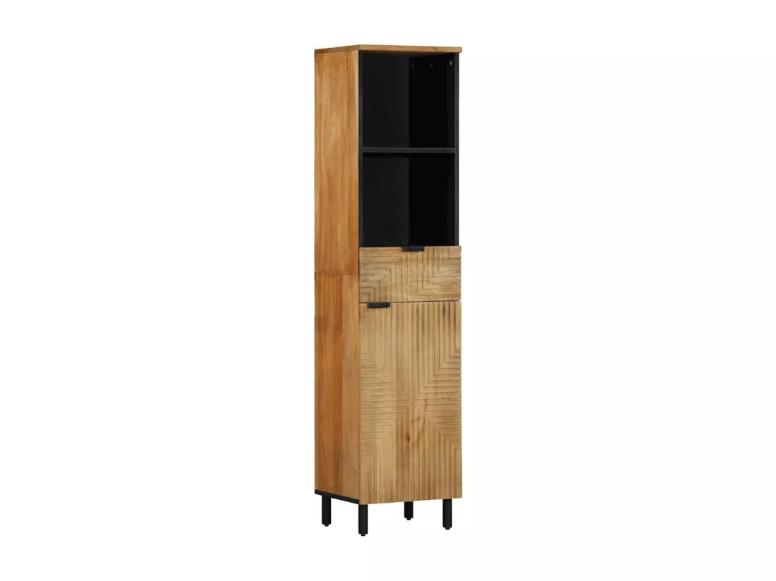 Armoire salle de bain marron 38x33x160 cm bois massif manguier