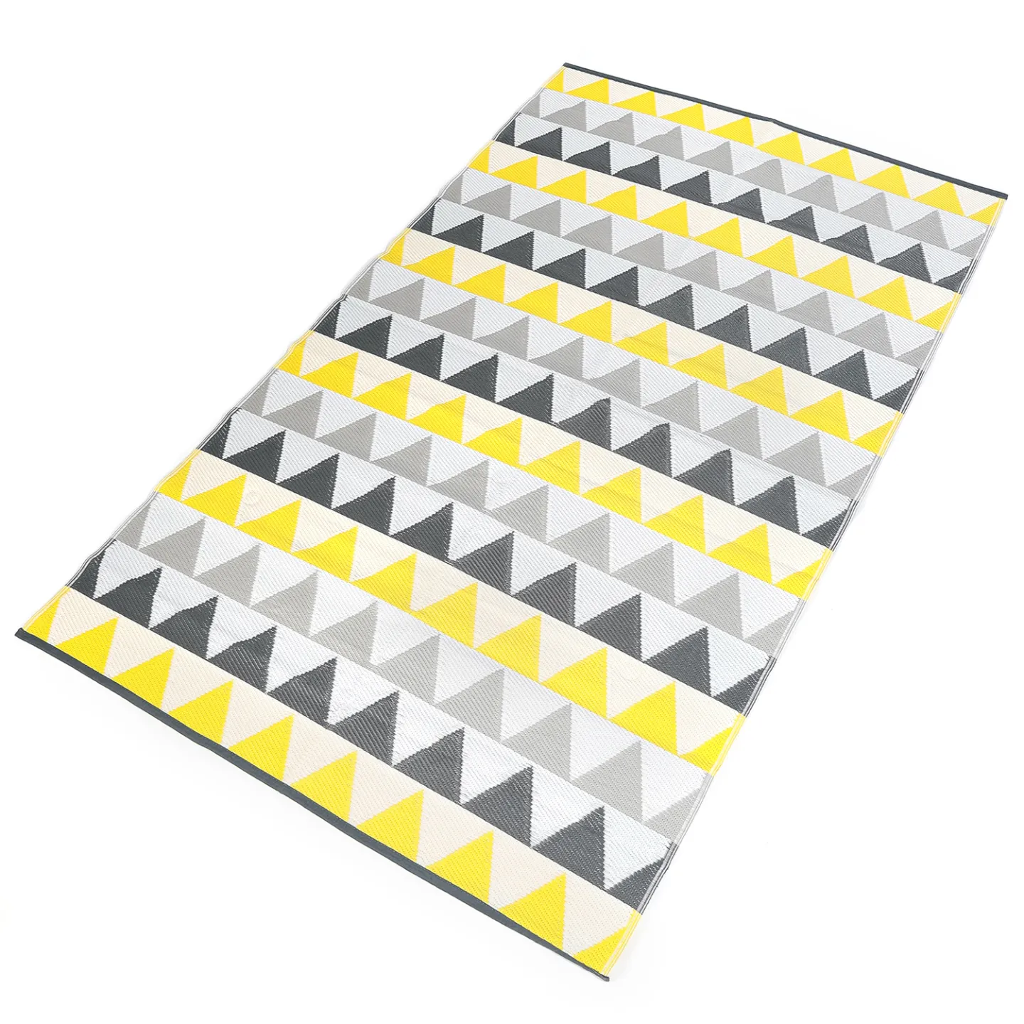 Tapis extérieur SARI triangles gris et jaune 180 x 280 CM