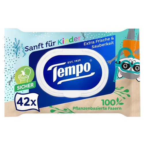 Tempo feuchte Toilettentücher sanft für Kinder