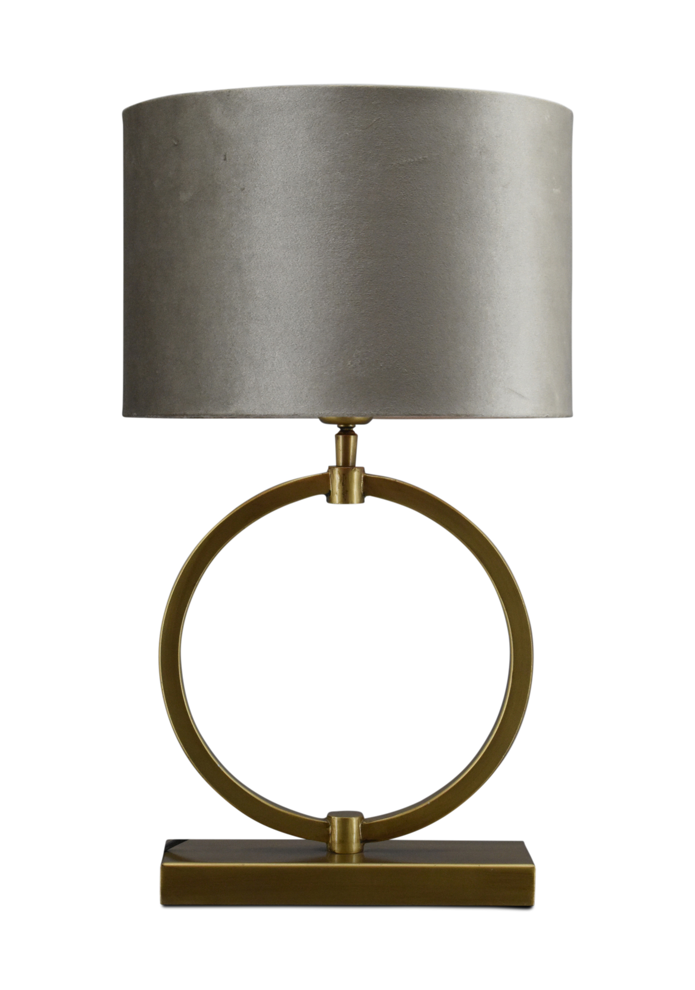 Tafellamp Devon small bronze + kap Cilinder 30x30x20cm Fendi velours taupe ( taupe binnenkant )
