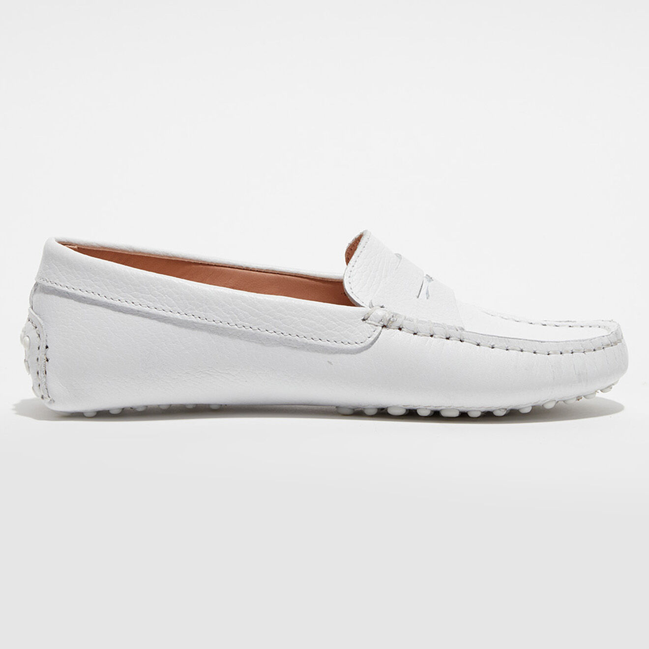 Loafers Mocassins en Cuir grainé Jade blancs