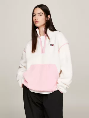 Moletom oversized de lã polar com zíper até o peito