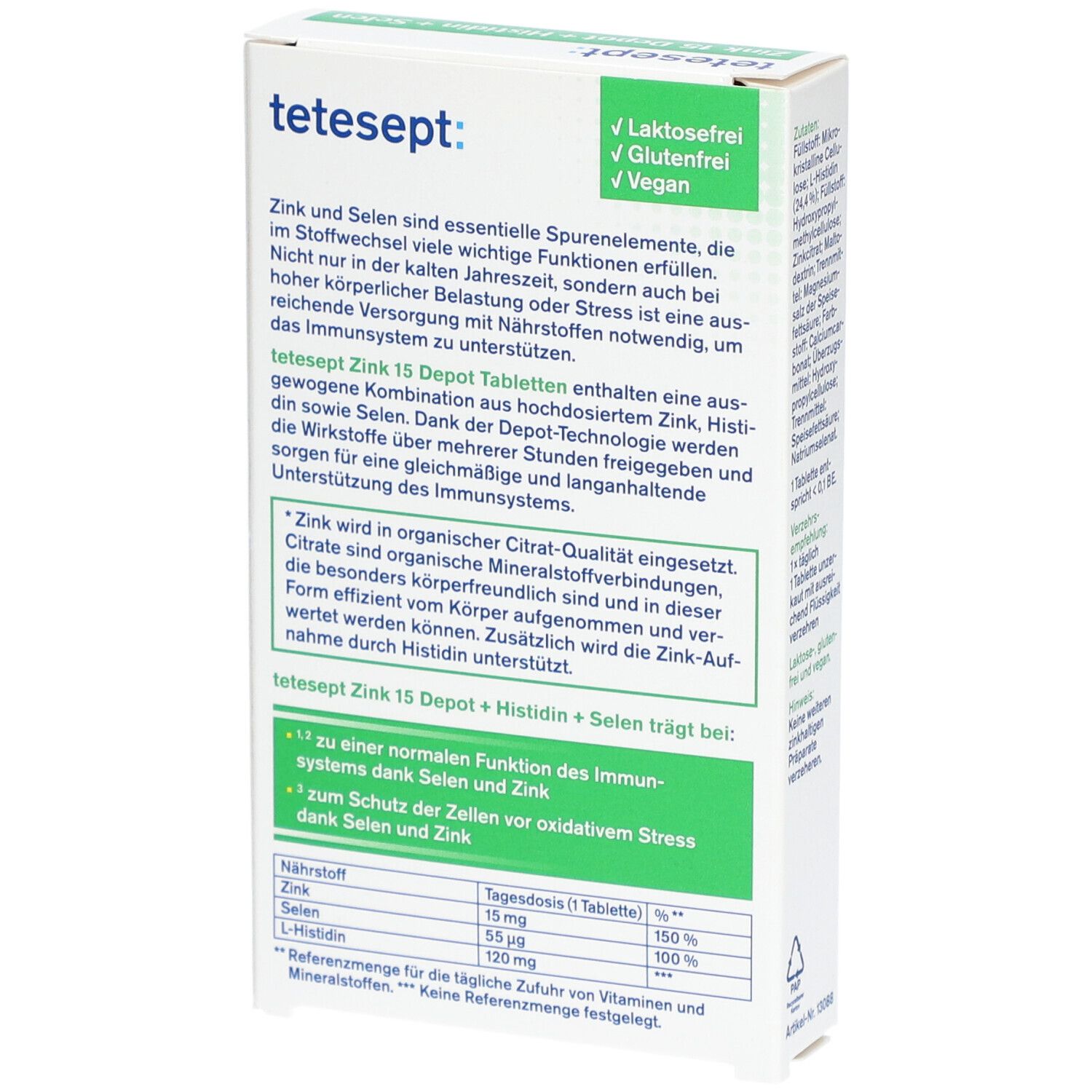 tetesept® Zink 15 Depot + Histidin + Selen