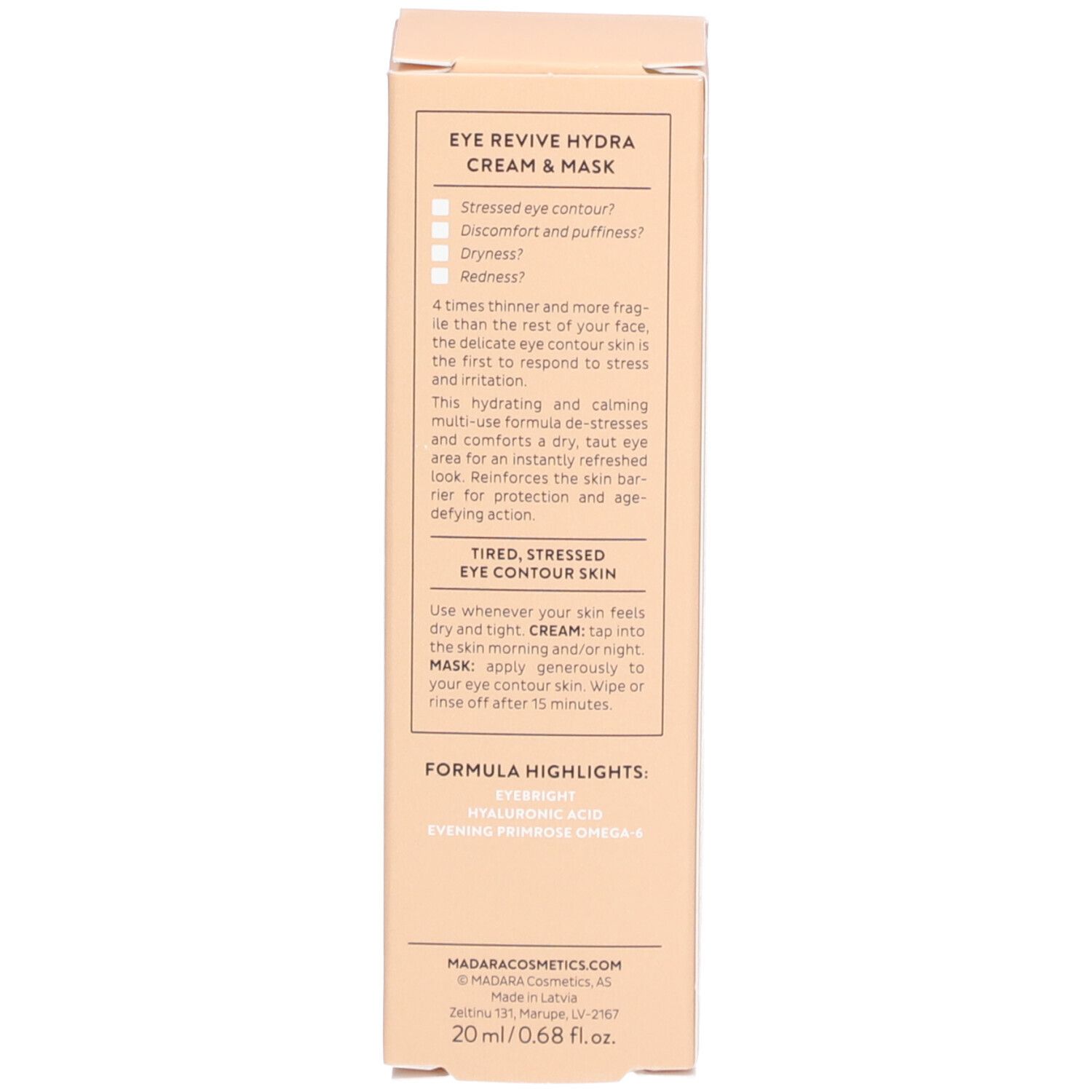 Madara SOS Augenbelebende Hydratisierende Creme & Maske 20ml
