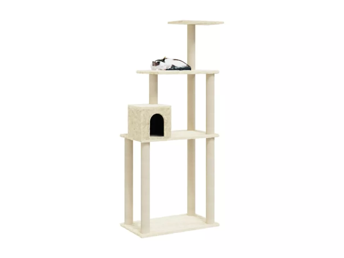 Arbre à chat avec griffoirs en sisal Crème 147 cm