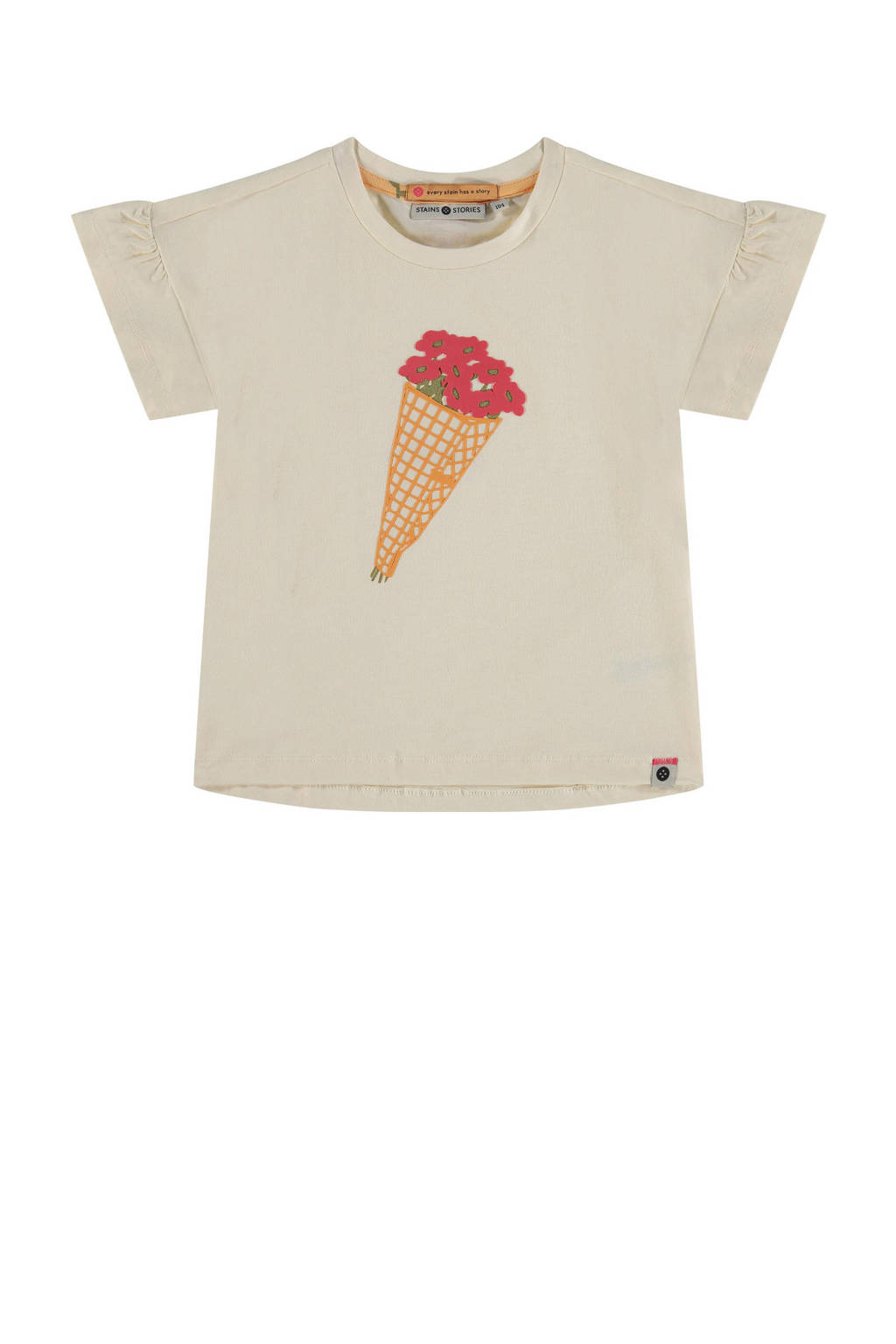 Stains&Stories T-shirt met all over print ecru