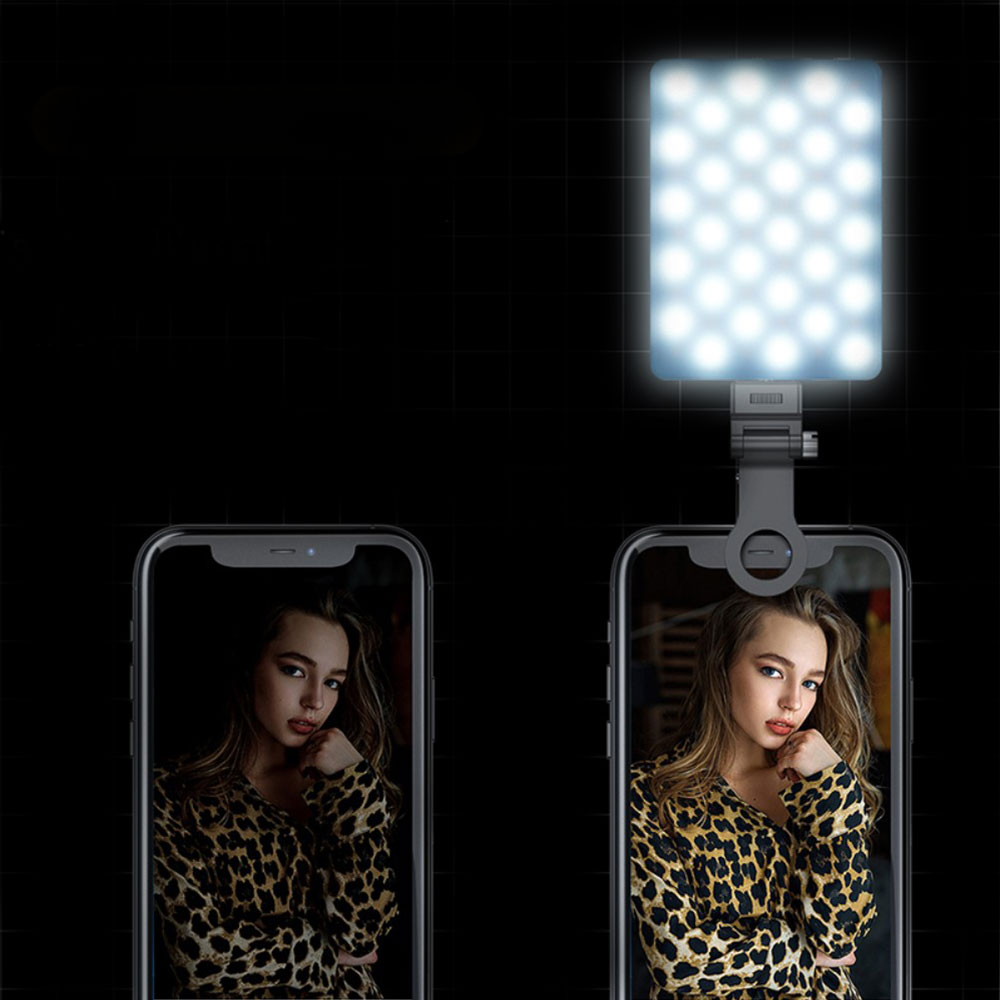 LED Foto Licht Dimmbare Video Beleuchtung mit Clip Halterung für Laptop / Smartphone / Kamera - Schwarz