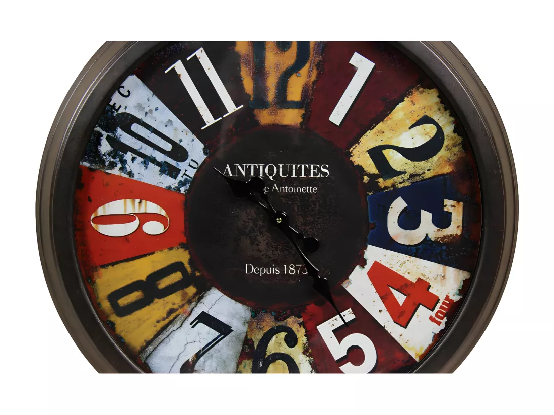 Grande horloge ancienne murale antiquités Métal Multicolore - Décoration d'Autrefois