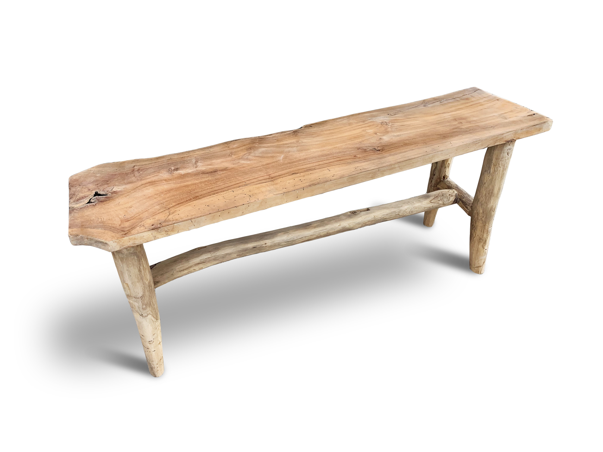 Bank aus Teak-Baumscheibe, natur, B 100 cm, H 45 cm, T 28 cm von fischer's lagerhaus