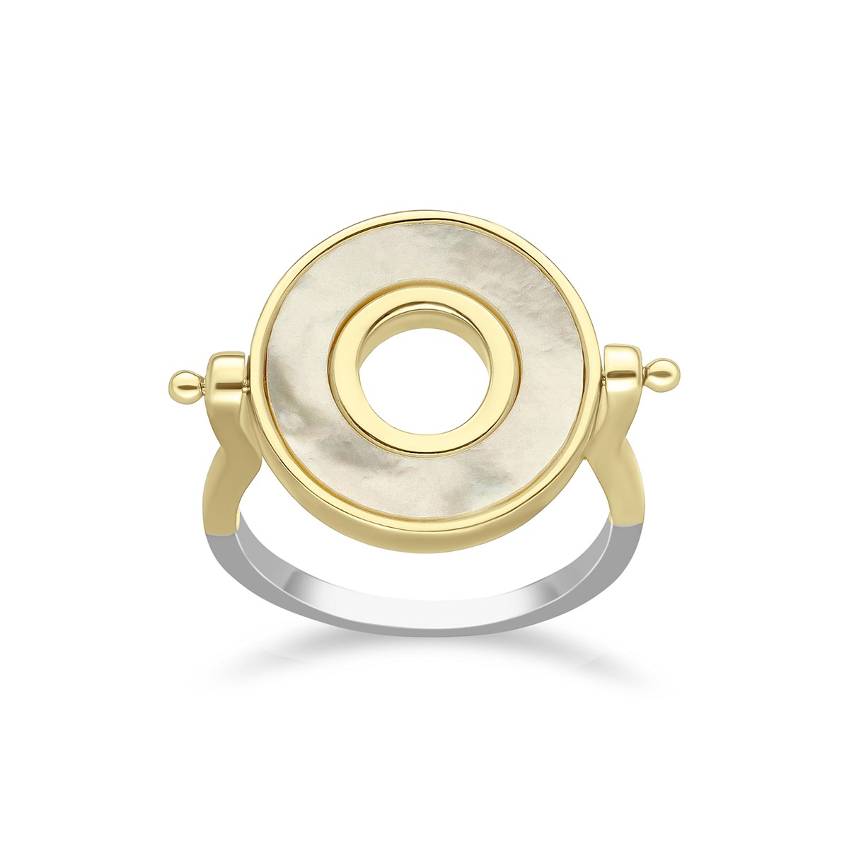 Bague En Argent Doré Anna Nacre Et Zirconium Blanc