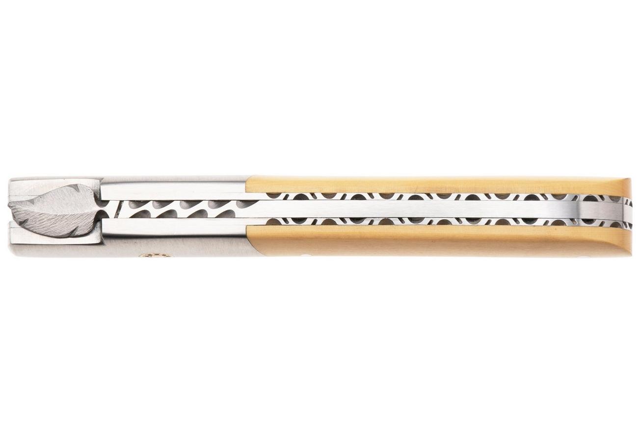 Laguiole en Aubrac Sauveterre Boxwood, Matt Stainless Bolster, Mosaic Pin, zakmes, 11 cm