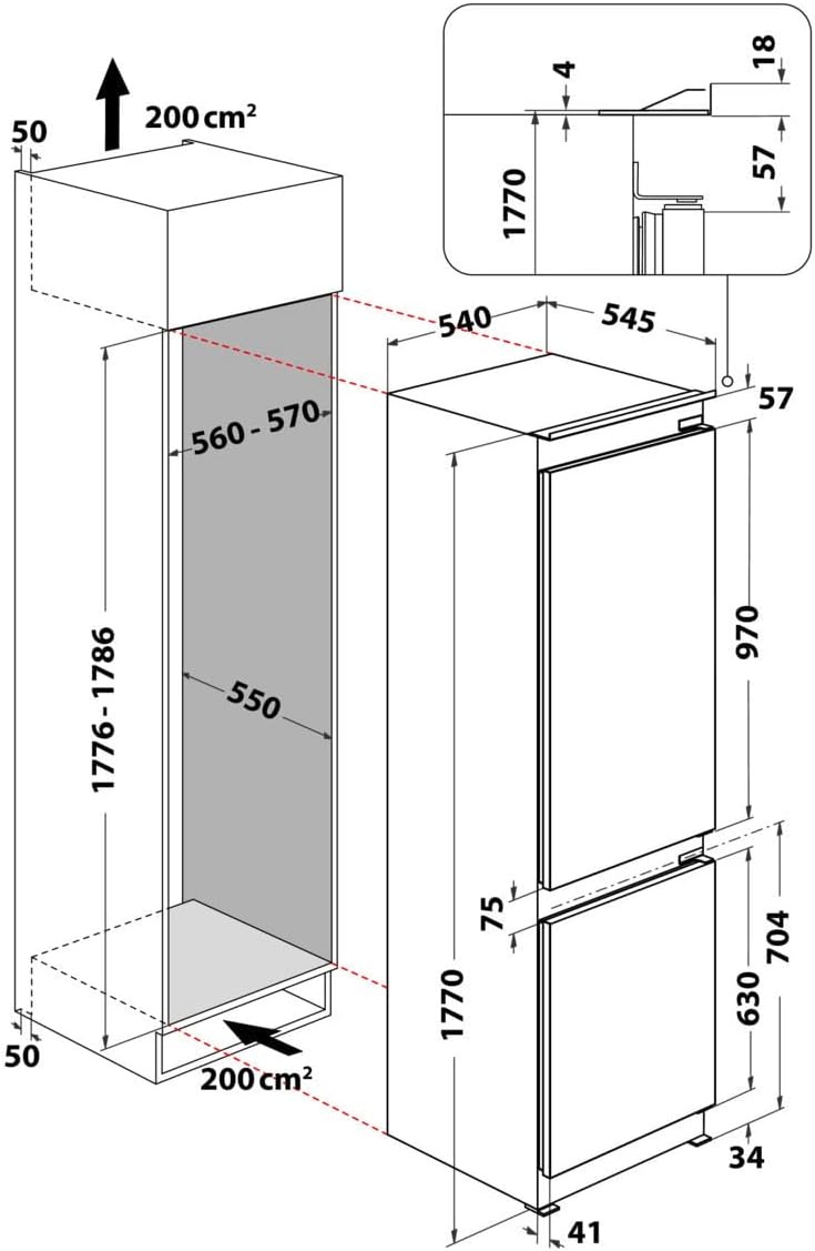Privileg Einbau-Kühl-Gefrierkombination PCI 16S2/ Nische 158 cm/LessFrost – weniger Abtauen dank außenliegendem Verdampfer/Elektronische Temperaturregelung/Abtauautomatik im Kühlteil