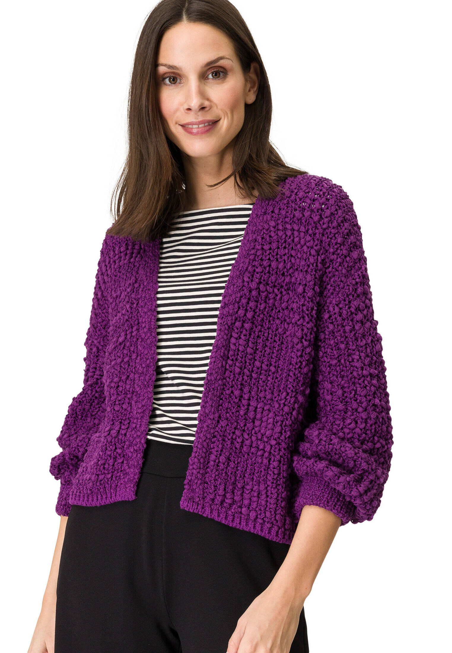zero| Damen Kurze Strickjacke Grobstrick