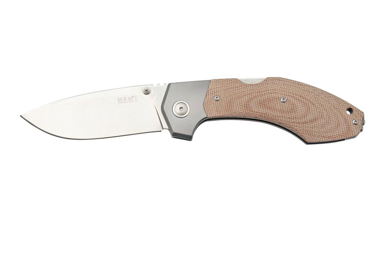 MKM Hero Stonewashed, Natural Canvas Micarta, Titanium Bolsters, zakmes