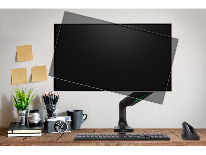 Kensington Tischhalterung SmartFit OneTouch Single Schwarz Stabiler Single-Monitorarm mit integrierter Gasdruckfeder und verstellbarer Spannung