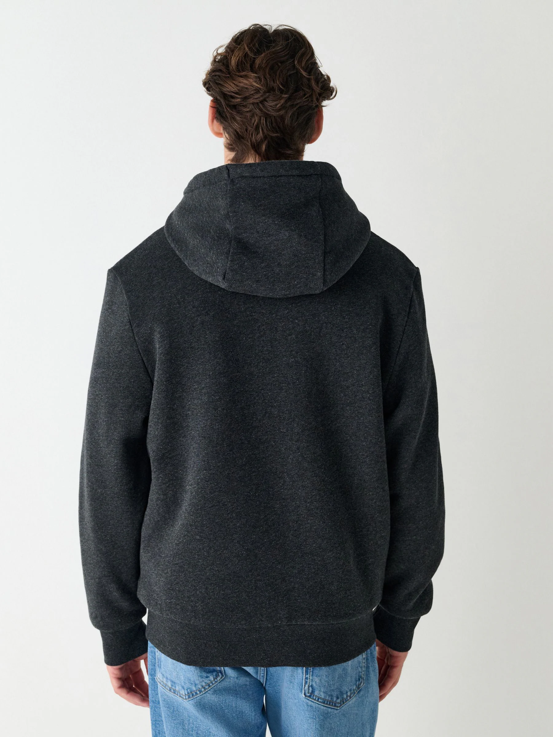 Grijs gemêleerd - Borg hoodie met fleecevoering en volledige ritssluiting