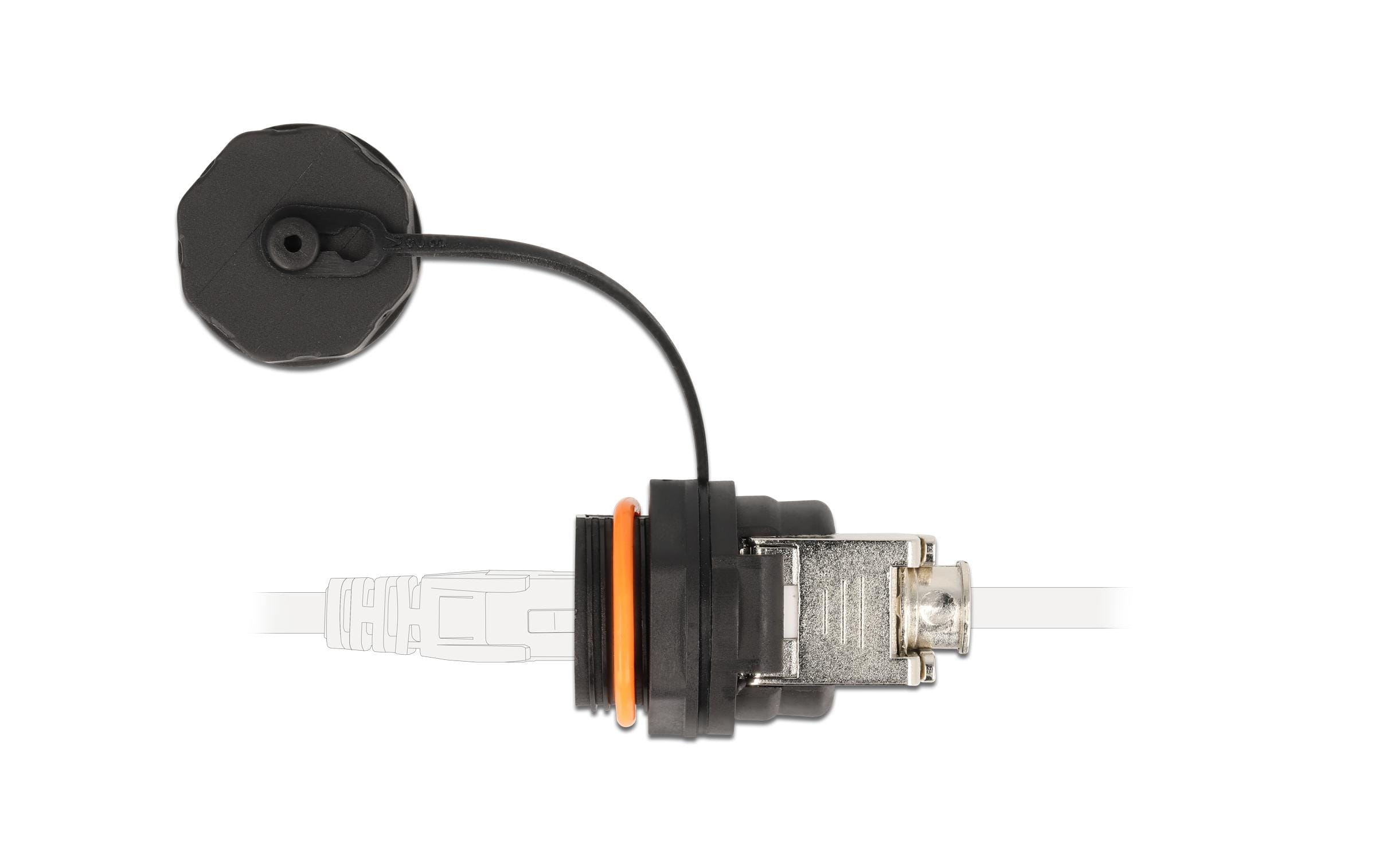 Kabelverbinder RJ45 Buchse zu Cat.6A LSA 1 Stück, RotDelock Kabelverbinder RJ45 Buchse zu Cat.6A LSA mit Verschlusskappe wasserfest
