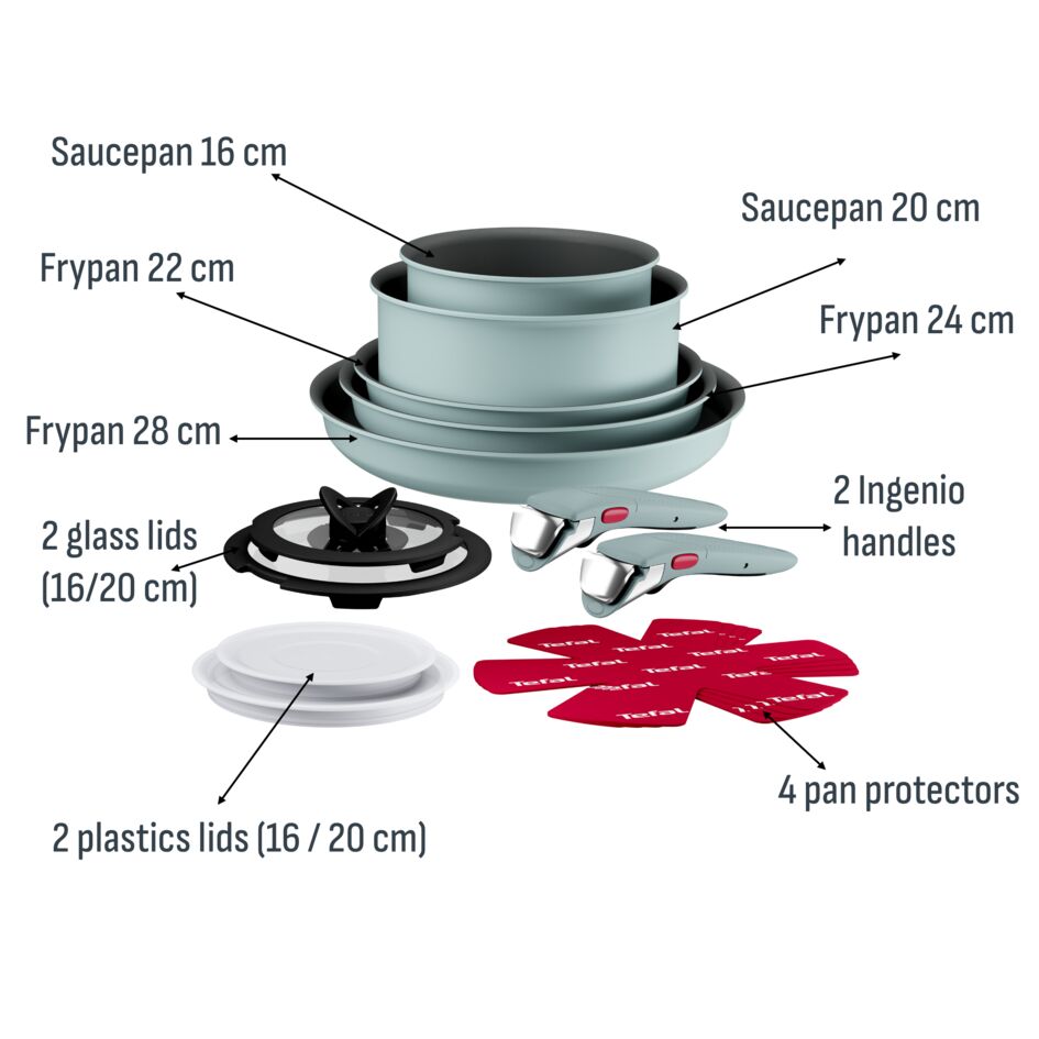 Ingenio Halo Eucalyptus 15-delige pannenset - stapelbaar - inductie