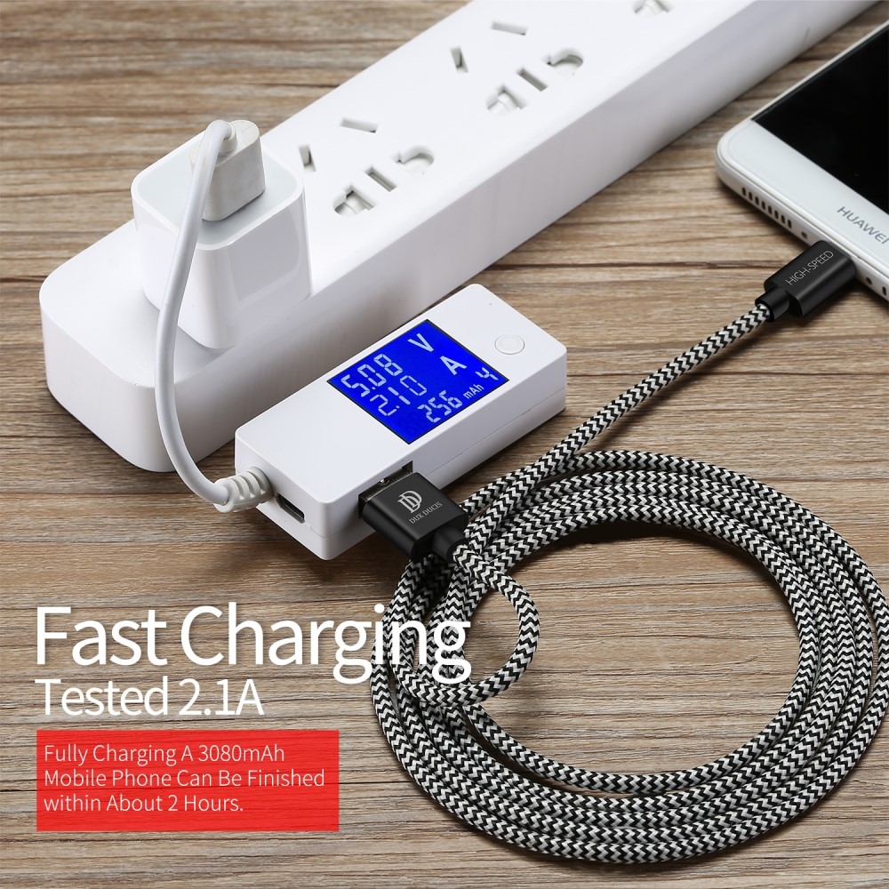 (3m/2.1A) USB A auf USB C Ladekabel Datenkabel Nylon - Schwarz / Weiss