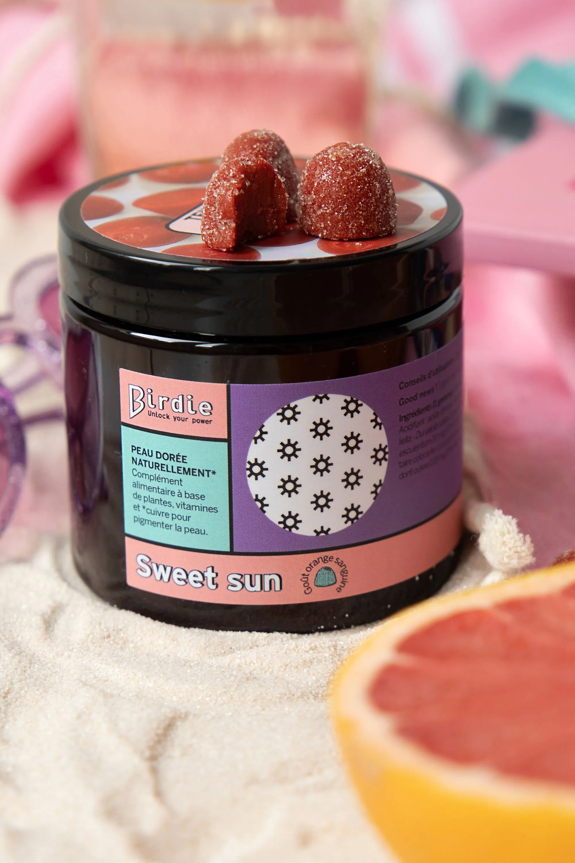 Birdie Gummies bronzage doré et durable Sweet Sun goût orange sanguine-90 g