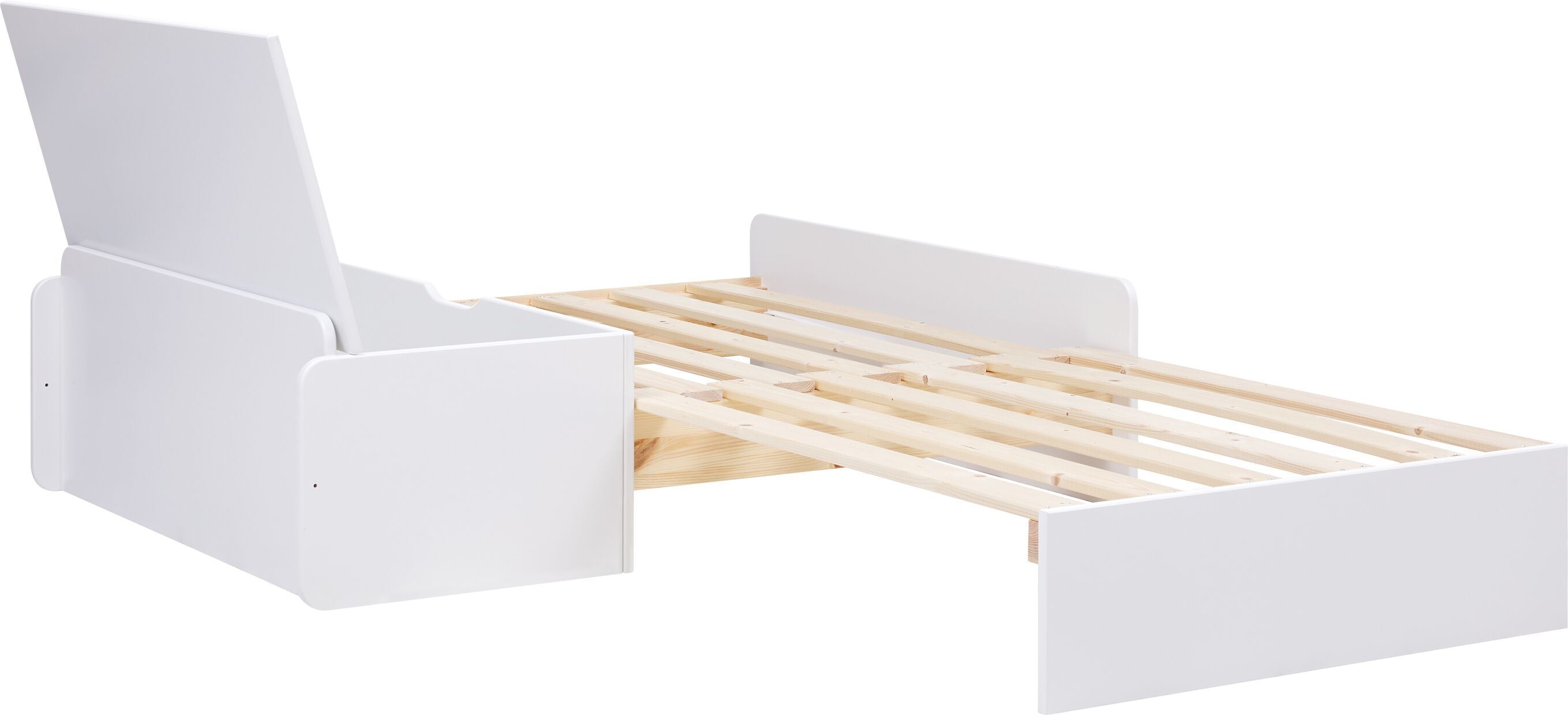 Flexa WHITE / NOR Bettsofa inkl. Bettkasten - Weiss / B: 95.0 cm x T: 118.0 cm x H: 32.0 cm