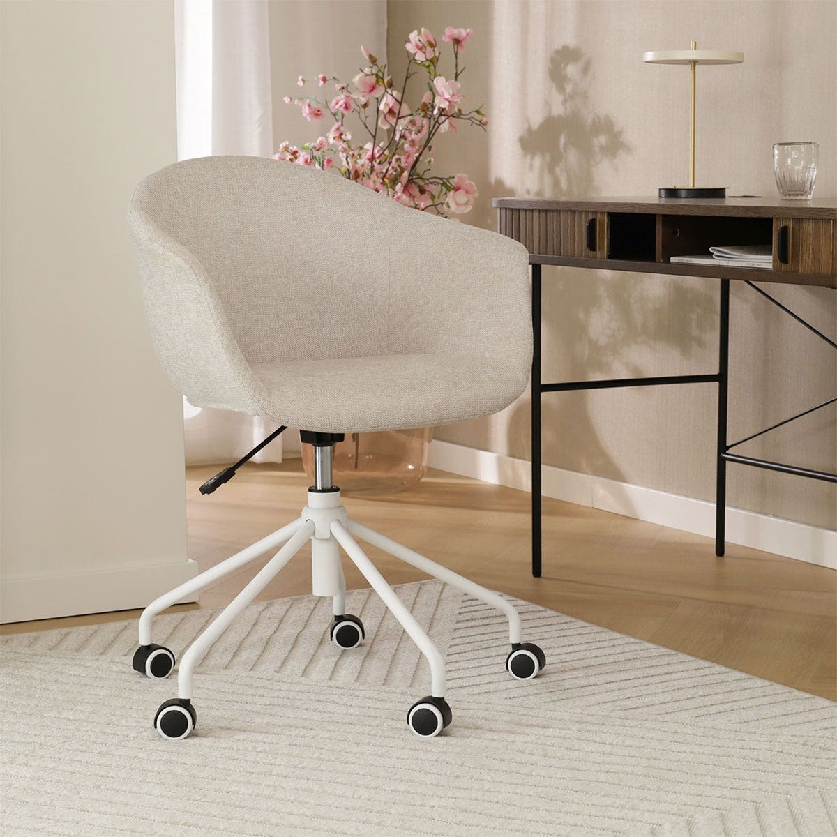 Nolon Nout-Otis Bureaustoel Beige - Armleuningen - Wit