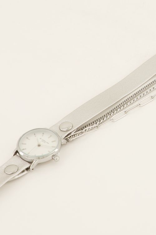 Metallic horloge met dubbele band