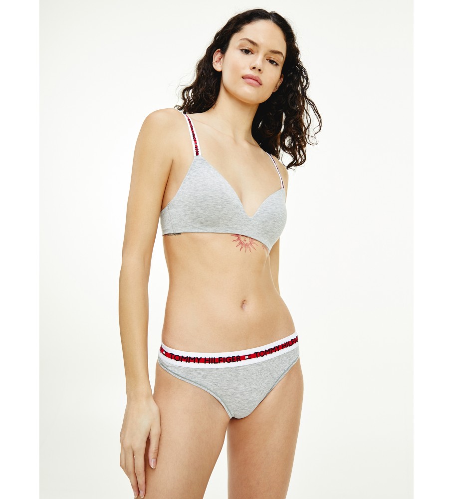 Sutiã triangular Tommy Hilfiger com inscrição cinza