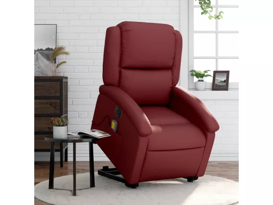 Fauteuil inclinable massant électrique rouge bordeaux