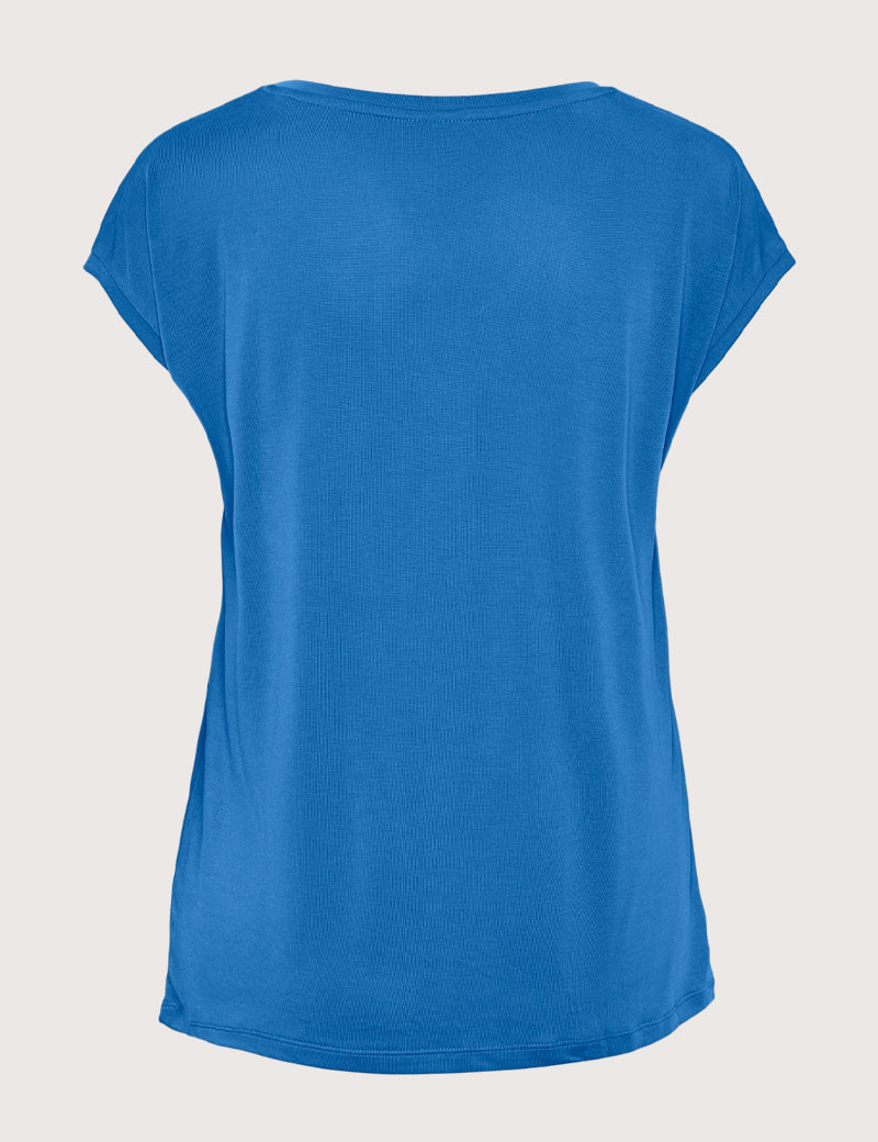 PIECES T-SHIRT COL V KAMALA GRIS BLEU ELECTRIQUE